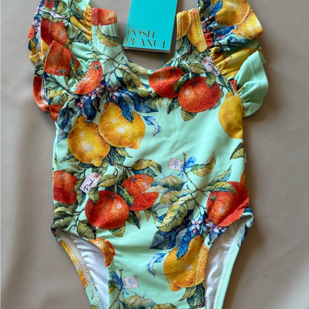 Posh Peanut Kids One Piece - Orange and Green Citrus